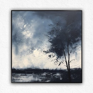 Grey Day Original Oil Painting Art, 100% Handmade, Textured Painting, Acrylic Abstract Oil Painting, Wall Decor Living Room, Office Wall Art