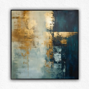 Huge abstract Painting Gold Leaf and White Textured Wall Art Contemporary Painting on Canvas Original gold leaf art golden painting fine art