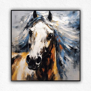 Large Abstract Horse Painting On Canvas Original Fine Art Animal Paintings Brown Modern Art Contemporary Wall Art for Living Room Wall Decor