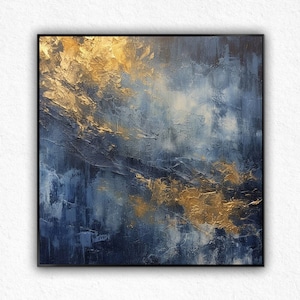 Acrylic painting on canvas in frame, Wall art living room, Abstract painting, Framed wall art, Unique home decor, Living room art handmade