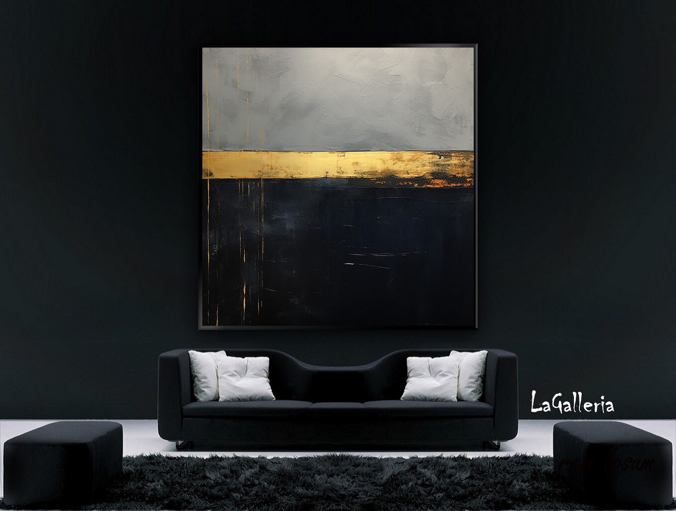 Black Gold Abstract Painting on Canvas Extra Large Wall Art Original ...