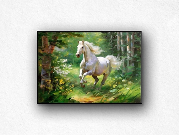 HORSE 油絵アート Handmade Horse Painting: Abstract Textured Acrylic on Canvas - Etsy