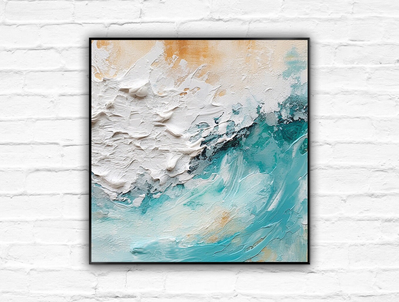 Original Textured Seascape Oil Painting: Modern Blue Ocean
