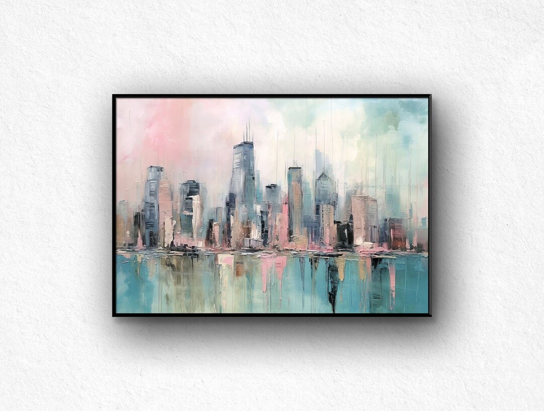 Large Abstract Cityscape Oil Painting on Canvas: Textured Wall Art - Etsy