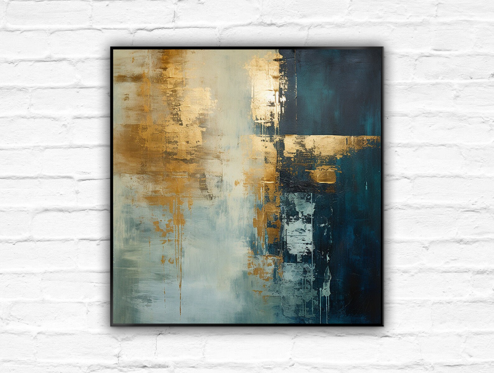 Huge Abstract Painting Gold Leaf and White Textured Wall Art ...