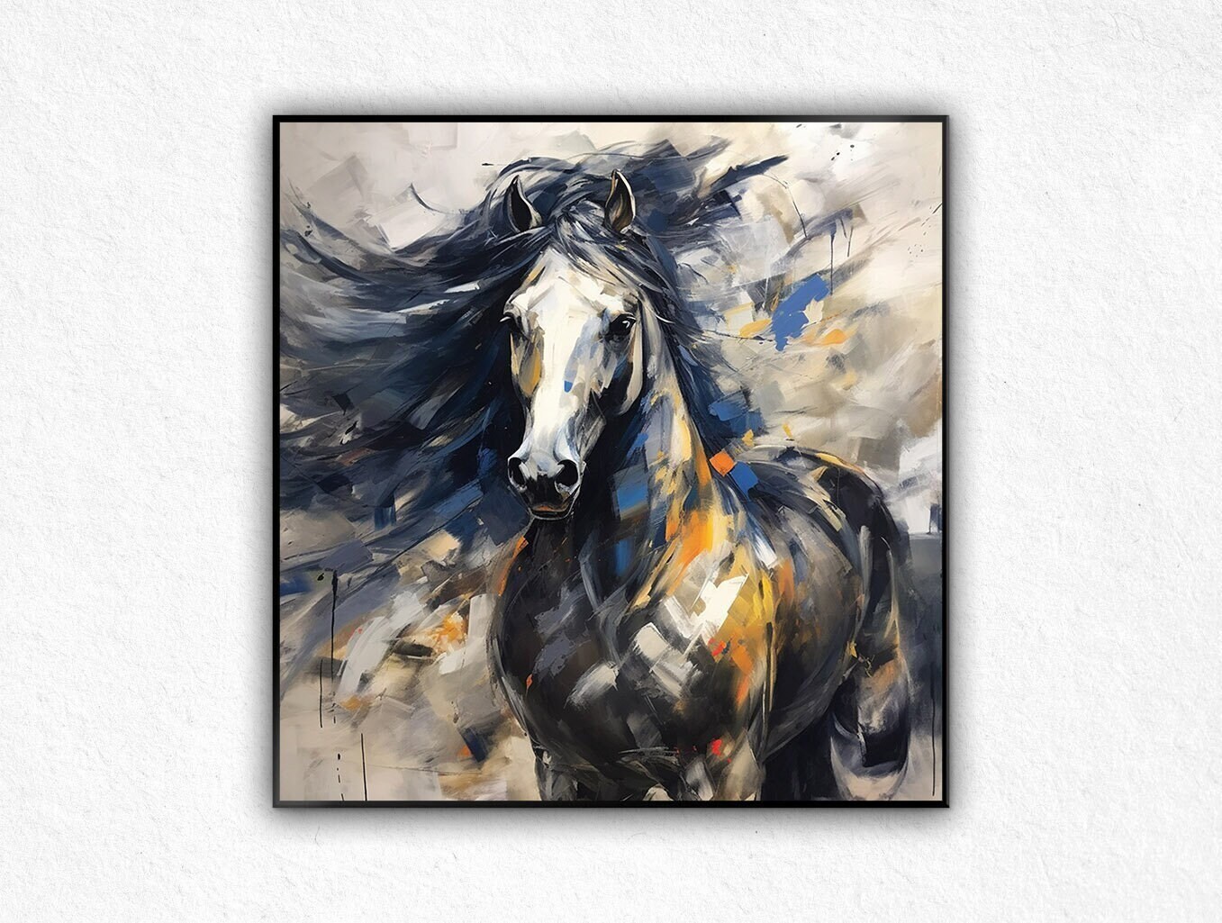 Abstract Horse Painting, 100% Original Handmade, Textured Painting, Acrylic Abstract Oil Painting, Wall Decor Living Room, Office Wall Art