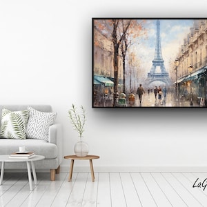 Peinture originale de Paris, paysage urbain, toile, grande peinture, grande peinture, art abstrait de la ville, peinture moderne texturée, art mural maison, par Lagalleria. image 2