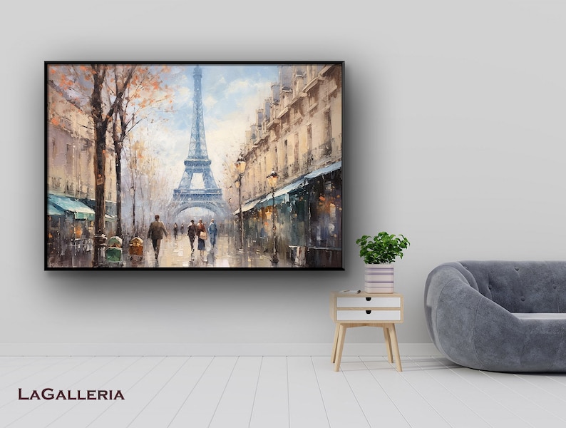 Peinture originale de Paris, paysage urbain, toile, grande peinture, grande peinture, art abstrait de la ville, peinture moderne texturée, art mural maison, par Lagalleria. image 3