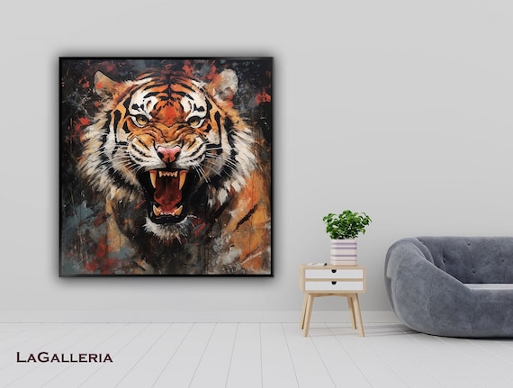 抽象虎アクリル画 原画/抽象画/モダンアート/インテリア/アクリル画