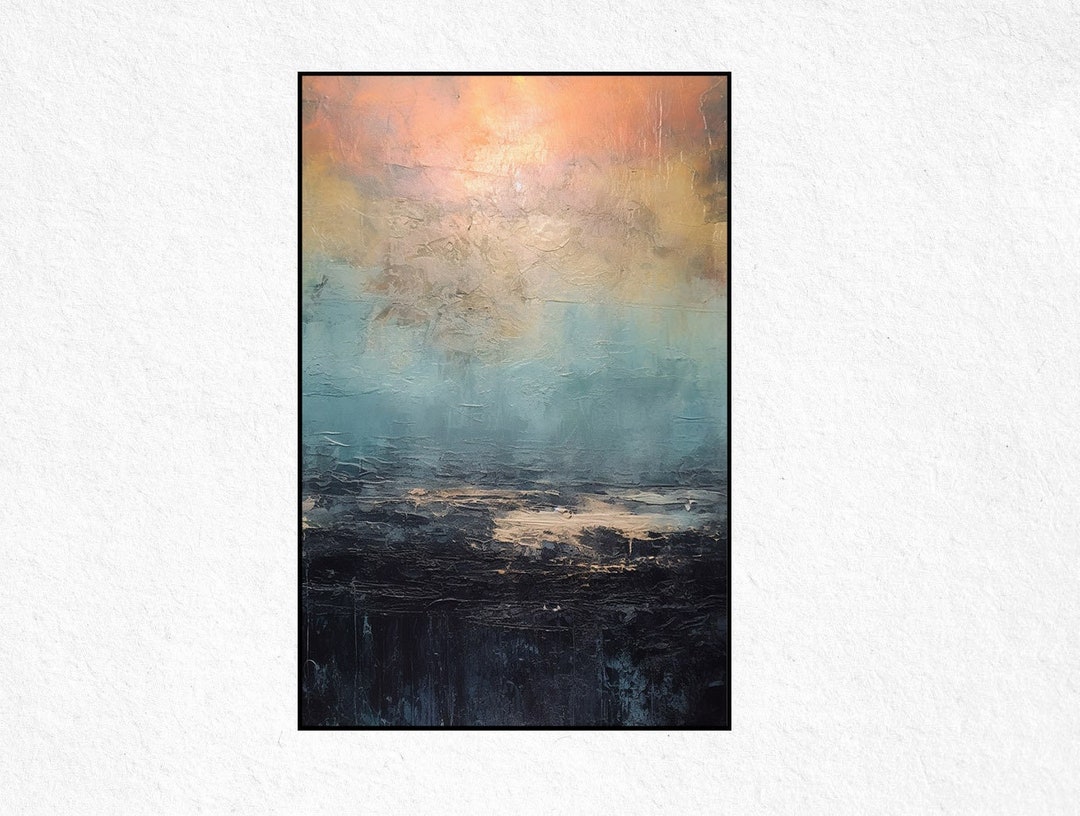 Large Original Abstract Blue Ocean Oil Painting on Canvas Acrylic ...