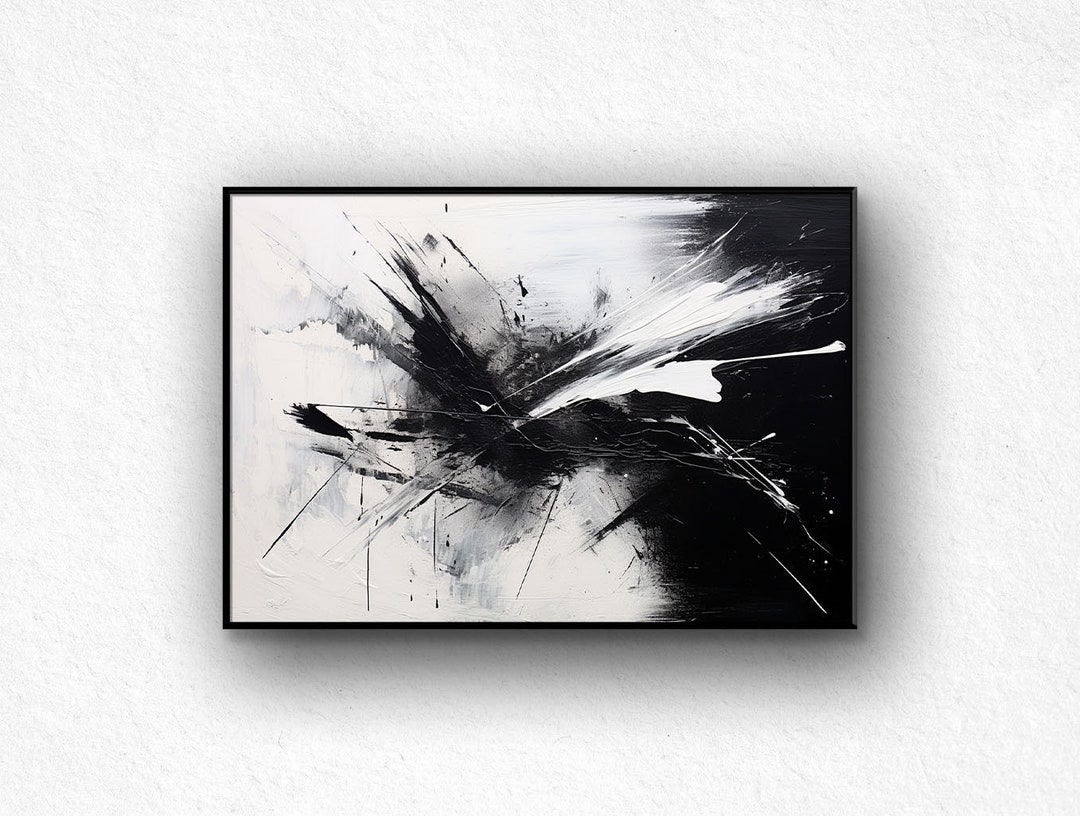 Textured Black and White Abstract Oil Painting: Framed Wall Art - Etsy