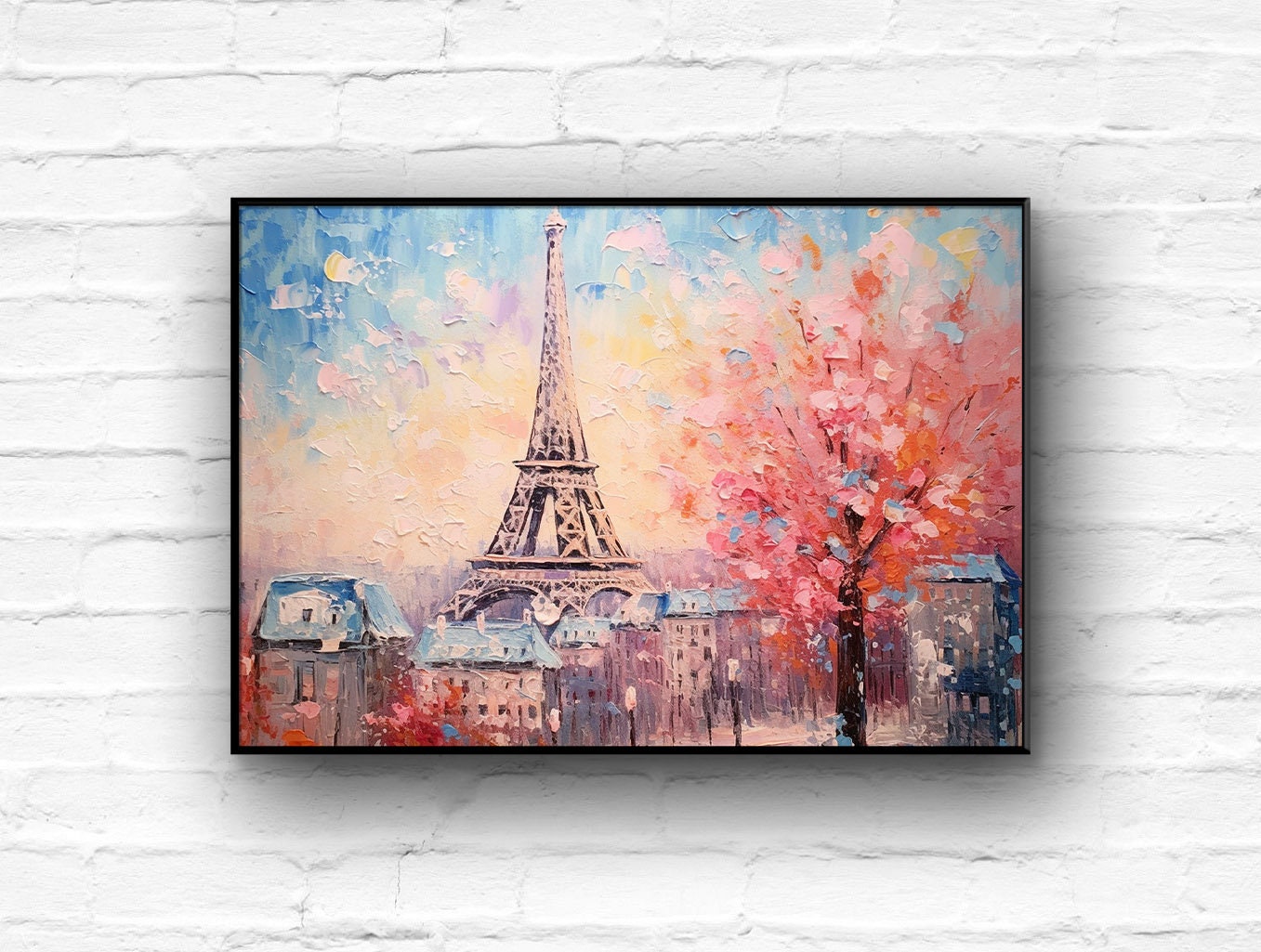 手作りのエッフェル塔の絵画：テクスチャのあるアクリル抽象画 - Etsy 日本