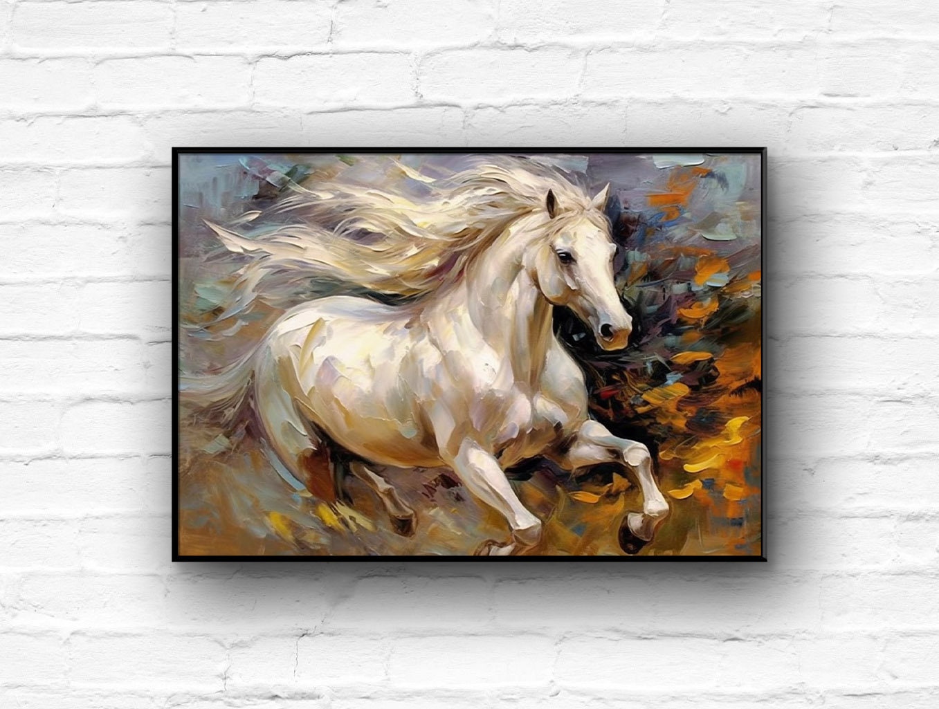 キャンバスに描かれた手作りの馬の絵：抽象的な質感の油絵 - Etsy 日本