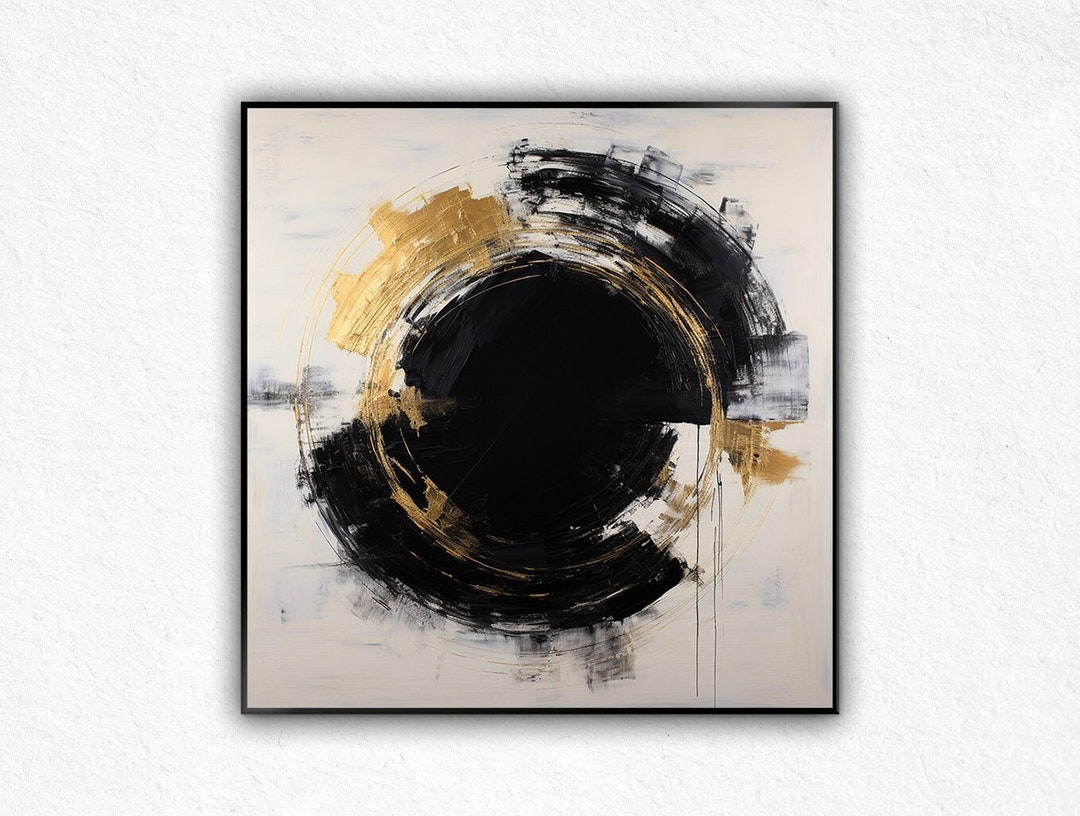 Textured Black and Gold Abstract Painting: Modern Handmade Canvas Wall ...