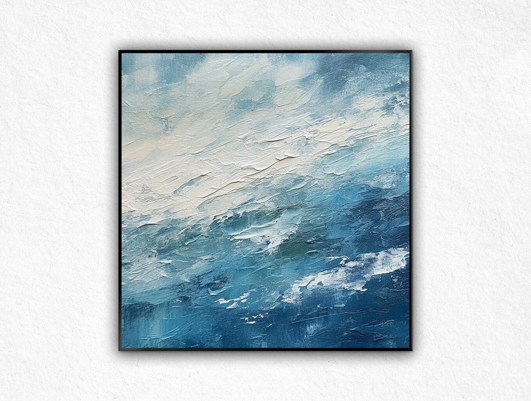 Original Ocean Wave Oil Painting on Canvas, Large Wall Art, Abstract ...