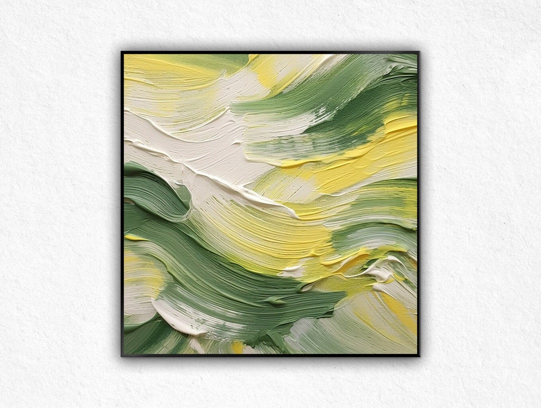 Large Green Abstract Oil Painting: Minimalist Canvas Wall Art - Etsy