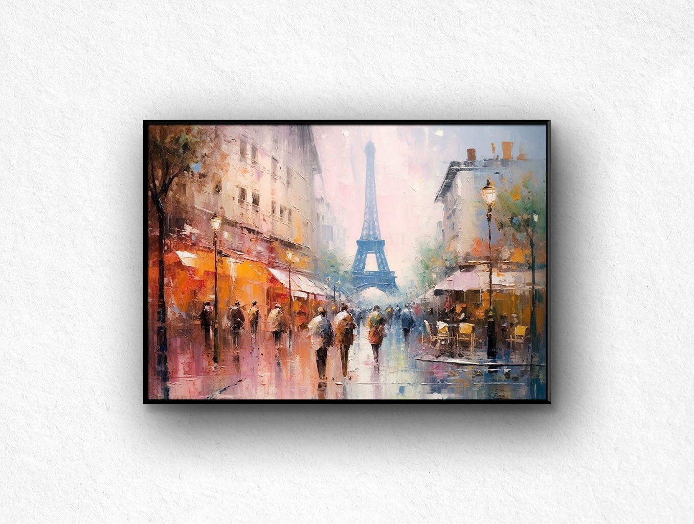 手作りのエッフェル塔の絵画：テクスチャのあるアクリル抽象画 - Etsy 日本