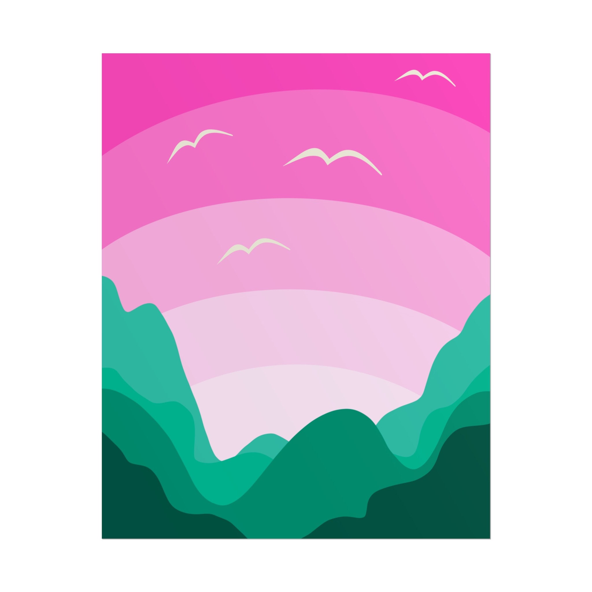 Pink Sky Birds Kids Room Art, Art Poster, Children's Room Artwork, Colorado, Mountain Wall Art