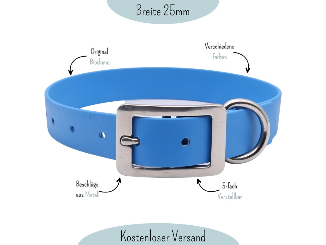 Dog Collar Made of Biothane 25 Mm Wide Light Blue Etsy
