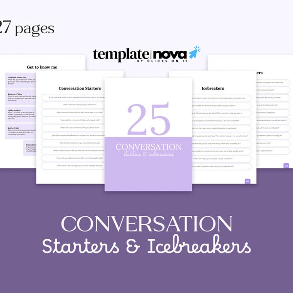 25 Conversation Starters and Ice Breakers, Edible PDF, Conversation Tips, Ice Breaker Sudjecstions, Printable PDF, Instant Download