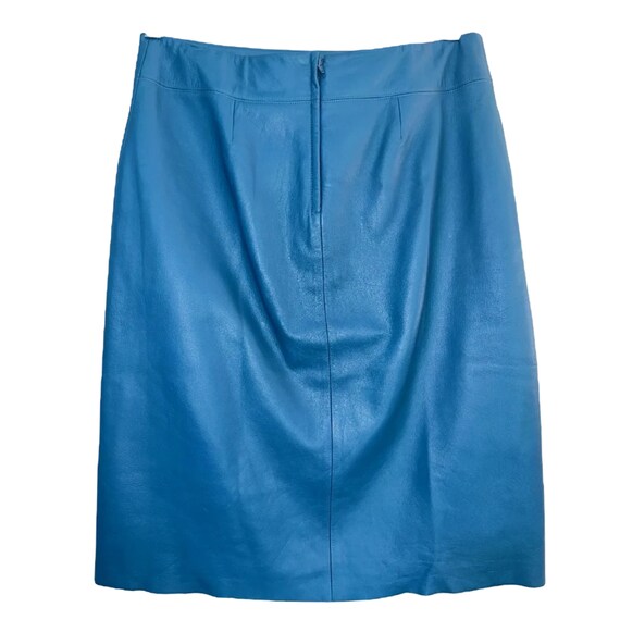 Vintage 80s Blue Leather Pencil Skirt - image 2