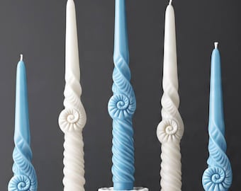Handmade Coastal Shell Taper Candles for Beach House Decor and Ocean Lover Gifts