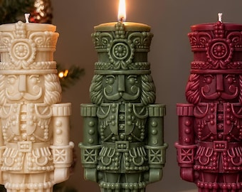 Nutcracker style Christmas Candle | Handmade Holiday Decor & Xmas Gift