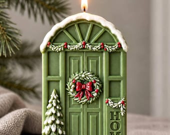 Handmade Christmas Door Candle | Holiday Home Decor & Xmas Gift