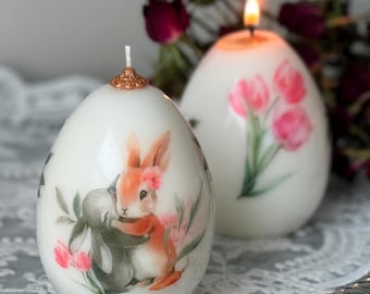 1 bougie lapin de Pâques, décoration d'oeuf de lapin printanière, cadeau de décorations de Pâques