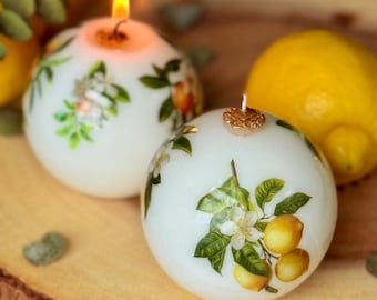 Lemon Scented Soy Beeswax Candle: Italian Summer Decor