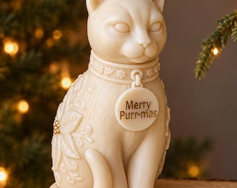 Merry Purr-mas Christmas Cat Candle | Handmade Holiday Decor & Xmas Gift