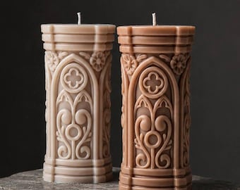 Gothic Pillar Candle | Cathedral Dark Academia Decor | Fall Halloween Gift