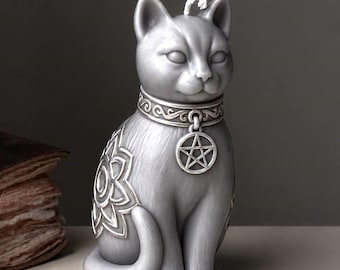 Handmade Cat Candle | Cat Lovers | Dark Academia Halloween Gift and Witchy Fall Decor | Meowloween