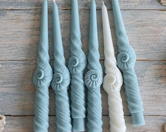 Coastal Shell Taper Candles for Beach House Decor and Ocean Lover Gifts