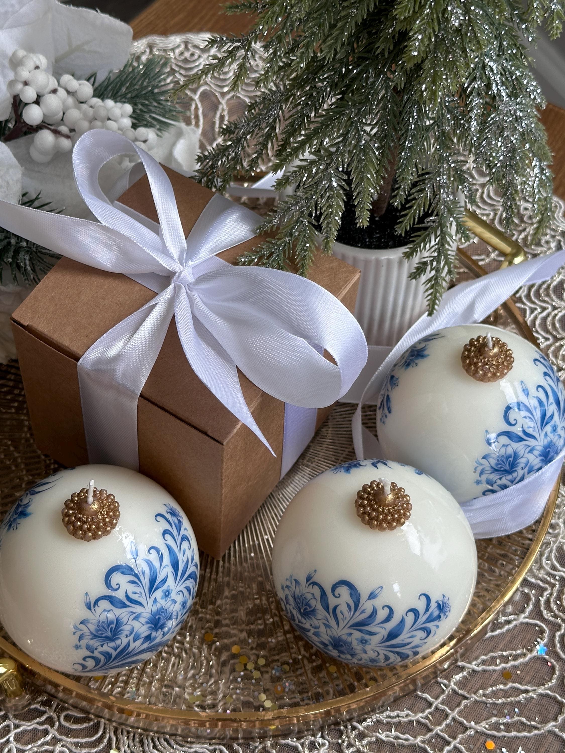 Vintage Style Christmas Candle in Gift Box 1pc | Holiday