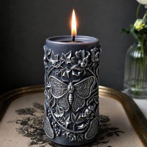 witchy decor candle gothic style large pillar candle