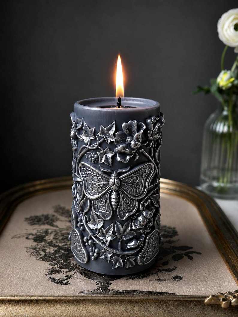 witchy decor candle gothic style large pillar candle