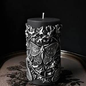 handmade pillar candle butterfly design fall decor candle