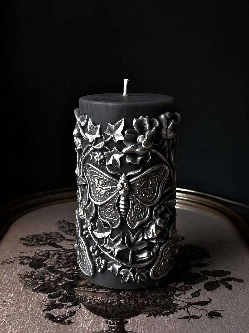 handmade pillar candle butterfly design fall decor candle