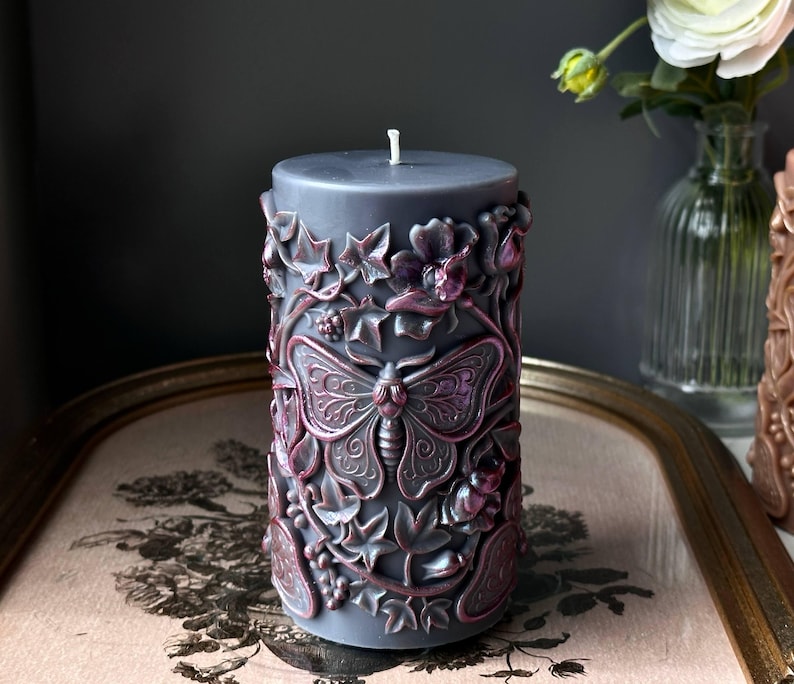 witchy decor candle gothic style large pillar candle
