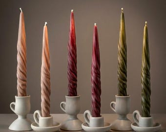 Veil Taper Candles | Handmade Boho Table Decor | Fall color decorations