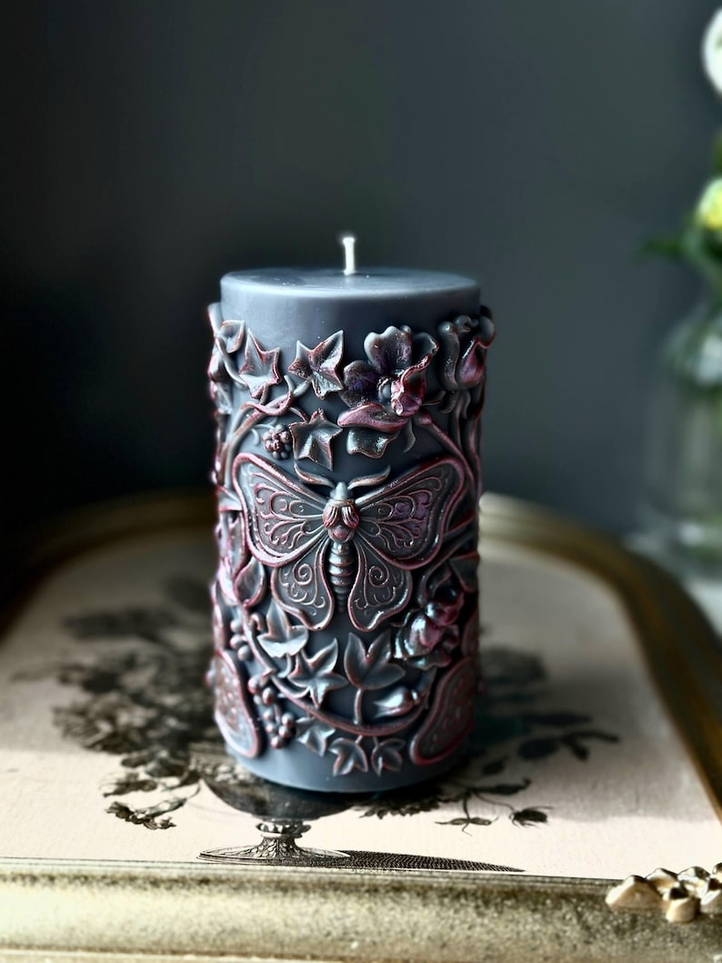 witchy decor candle gothic style large pillar candle