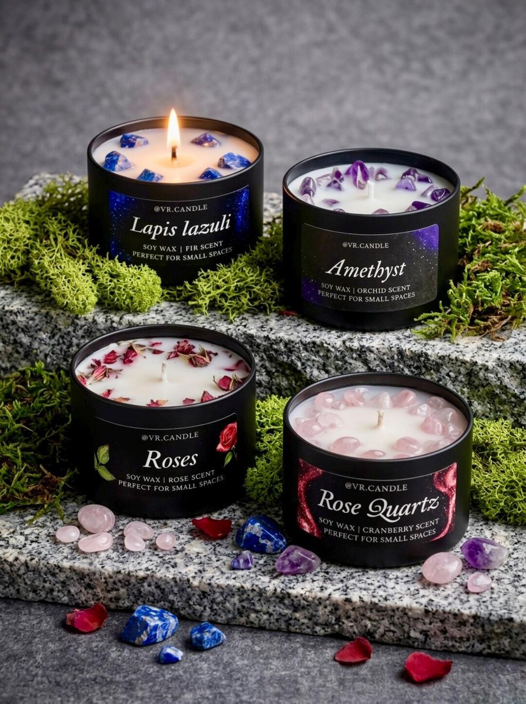 Crystal Candle Gift Set, Travel Candle Set, Mini Soy Candles With ...