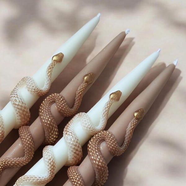 Gold Snake Taper Candles (Set of 2): Gothic Dark Academia Decor