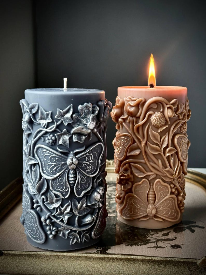 witchy decor candle gothic style large pillar candle