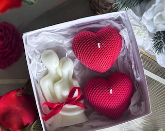 Unique candle gift set | best gift for her | Valentine’s Day Gifts | beeswax soy cute homemade candles | aesthetic hygge gift box