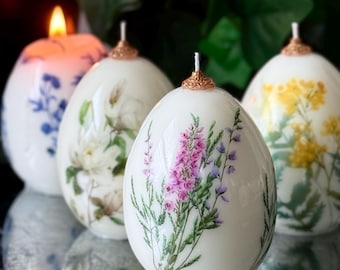 Floral Easter Egg Candle: Spring holiday Decor - Easter Decorations gift
