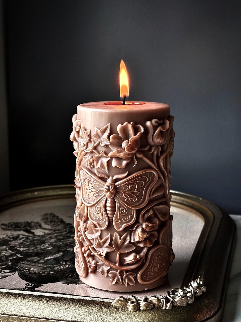 witchy decor candle gothic style large pillar candle