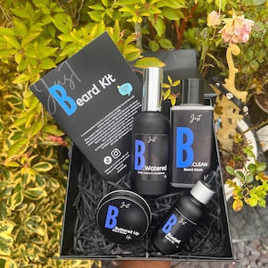 Natural Beard Care Kit | Vegan Grooming Set for Beard Growth & Softness | Cleanser, Conditioner, Oil and Butter