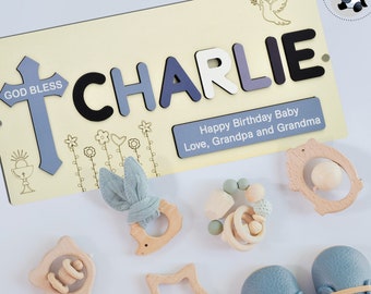 Birthday Gift for Kids | New Mom Gift | 1st Birthday Gift | New Baby Gift |  Wooden Name Puzzle | Child Name Puzzle| Baptism Gift | Boy Girl